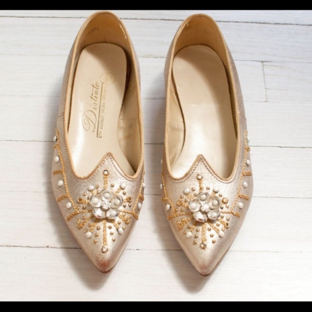 Vintage 1950s Jewelled Flats